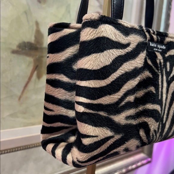Kate Spade Vintage Black and Cream Zebra Faux Fur Mini Tote Bag - Picture 5 of 15